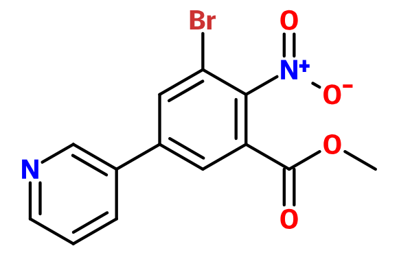 MC025410 3-Bromo-2-nitro-5-pyridin-3-yl-benzoic acid methyl ester (image for) MC025410 3-Bromo-2-nitro-5-pyridin-3-yl-benzoic acid methyl ester